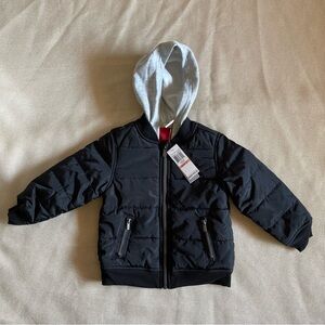 NWT Calvin Klein 2T Boys Layered-Look Puffer Coat Hooded Bomber Jacket for Kids